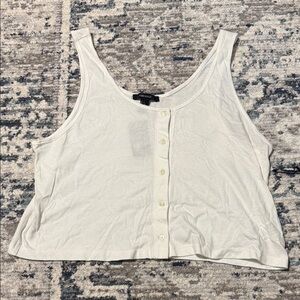 Forever 21 Off White Crop Too Button Up 63% Cotton